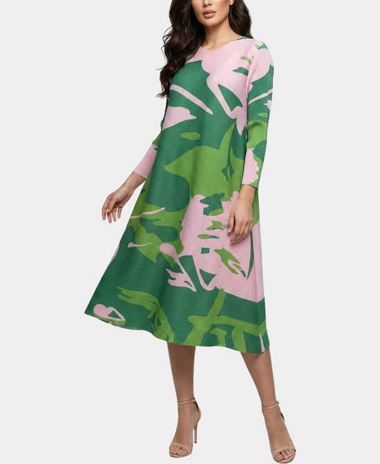 
Plisse Micro Pleat Dress in GREEN/PINK view 1