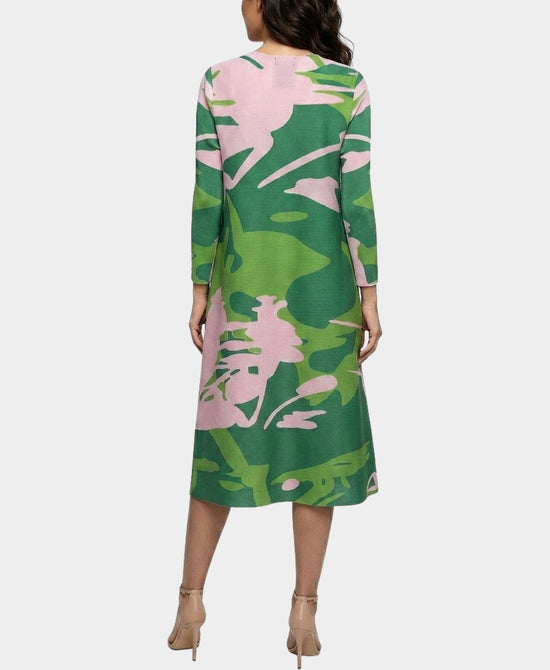 
Plisse Micro Pleat Dress in GREEN/PINK view 2