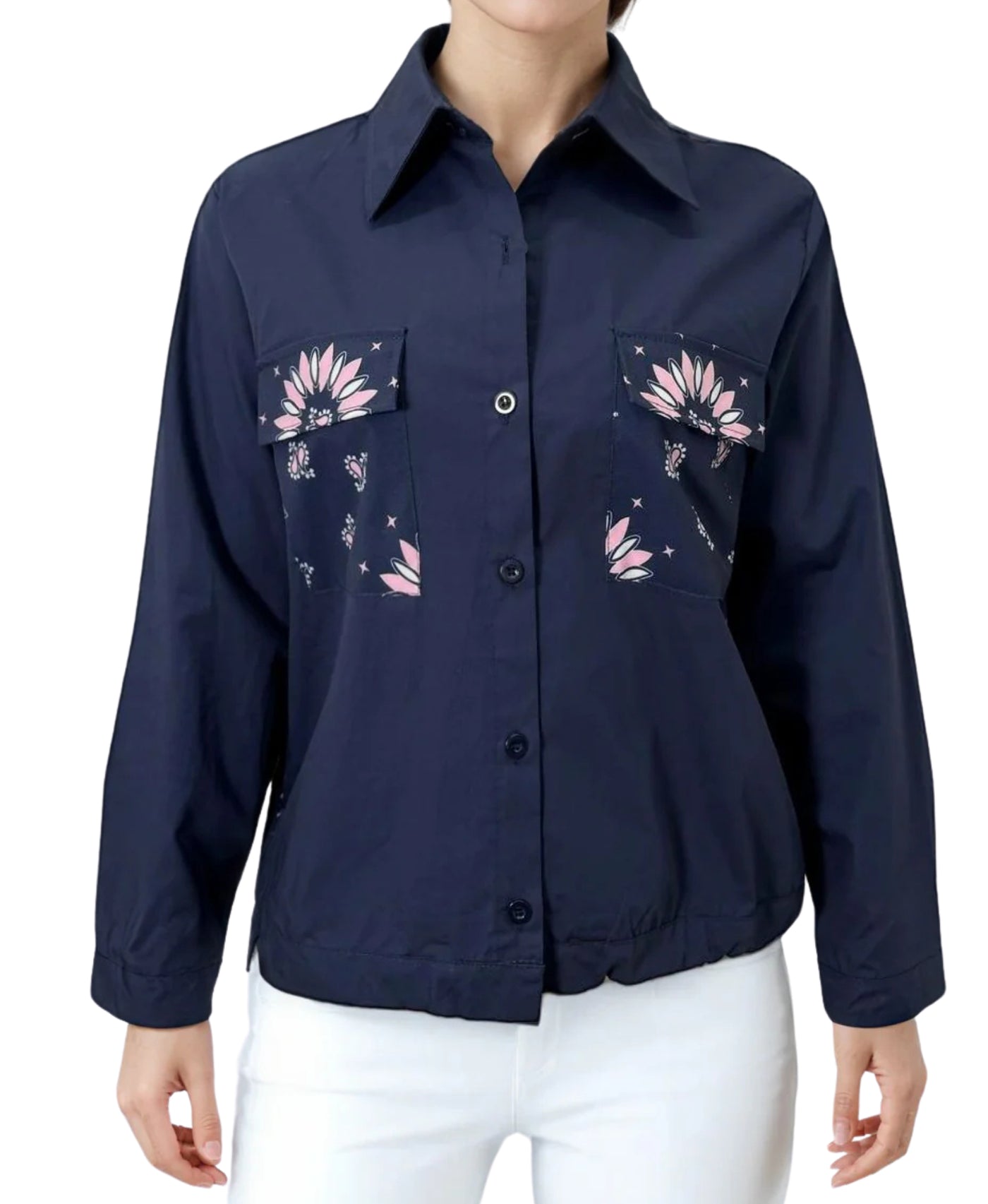 Printed Button Down Top view 1