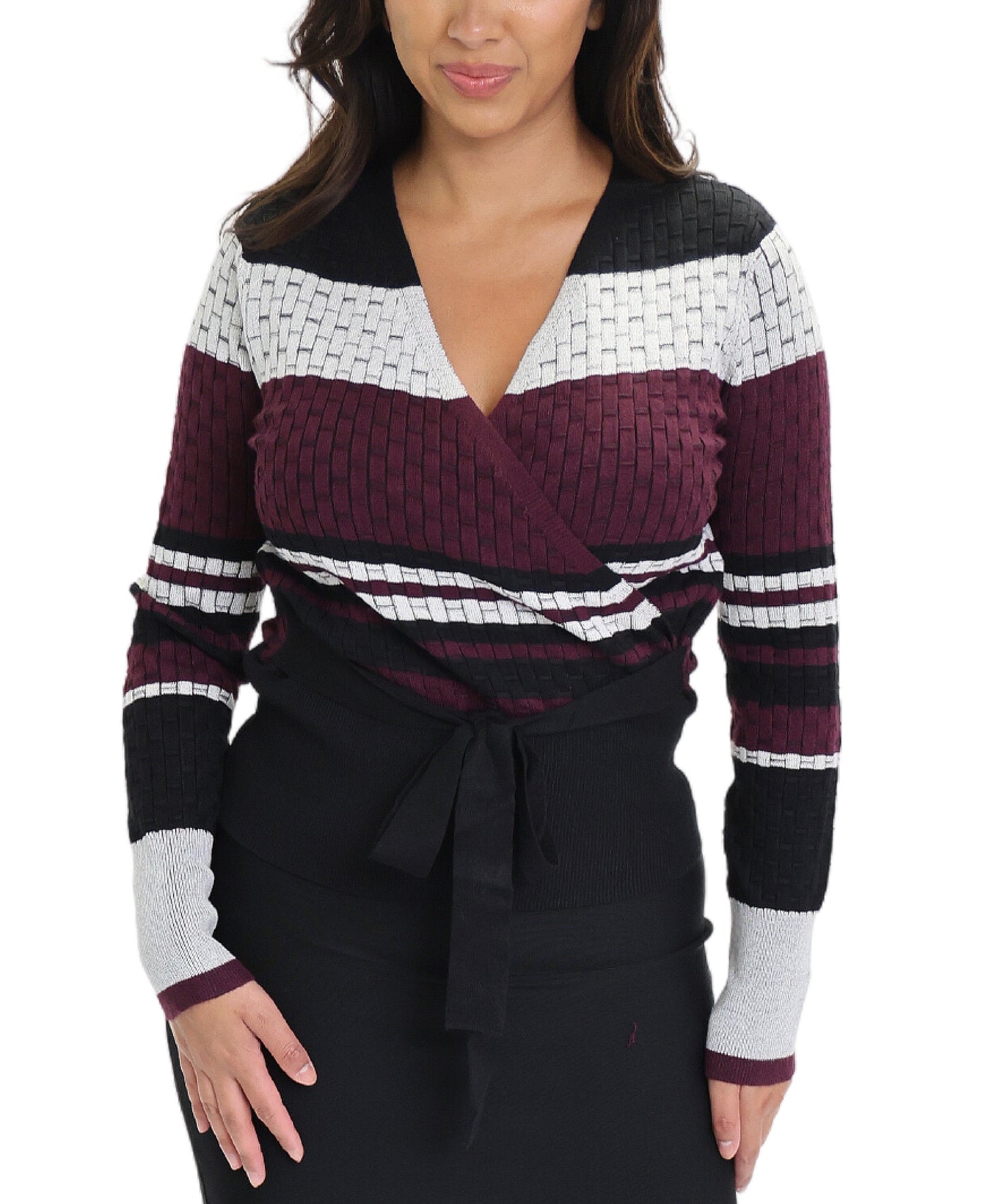 Striped Wrap Sweater image 1