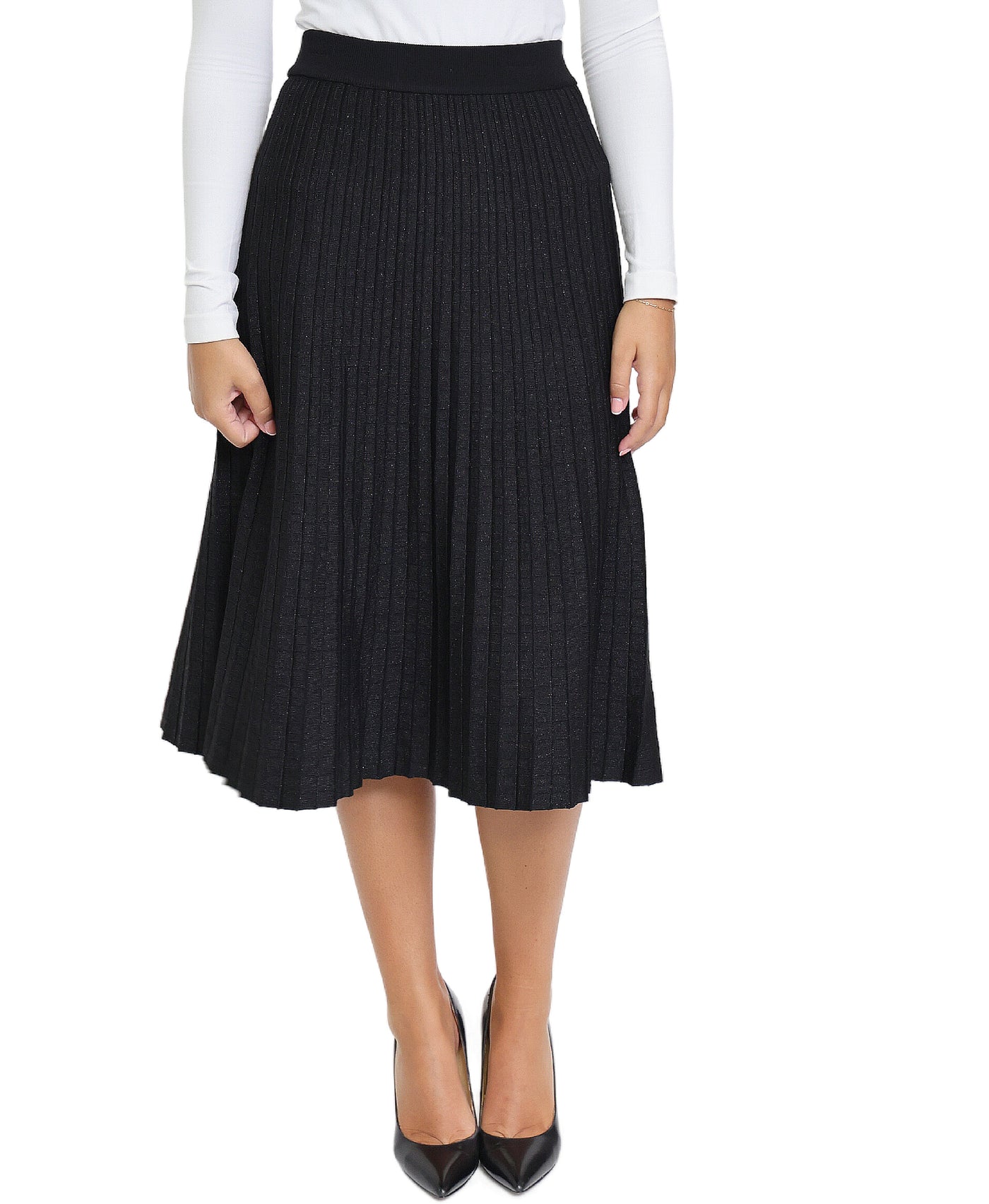 Shimmer Pleated Knit Skirt image 1