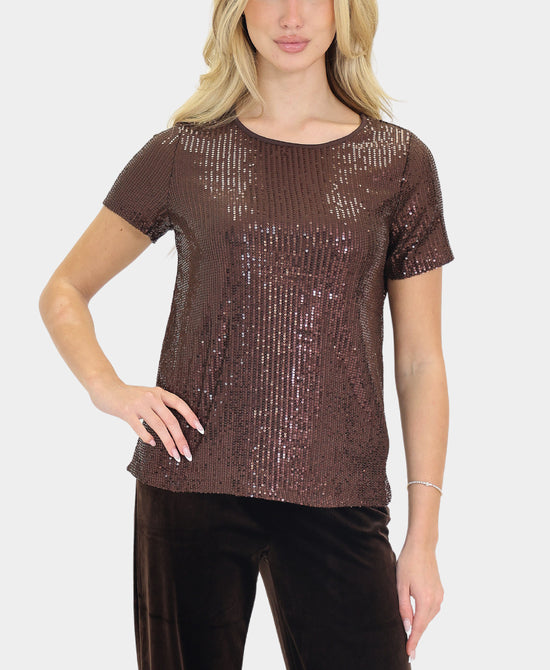 Sequin Short Sleeve Top view 