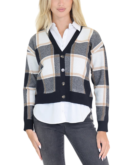 Plaid Sweater & Shirt Combo view 