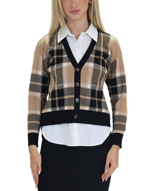 Plaid Sweater & Shirt Combo view 