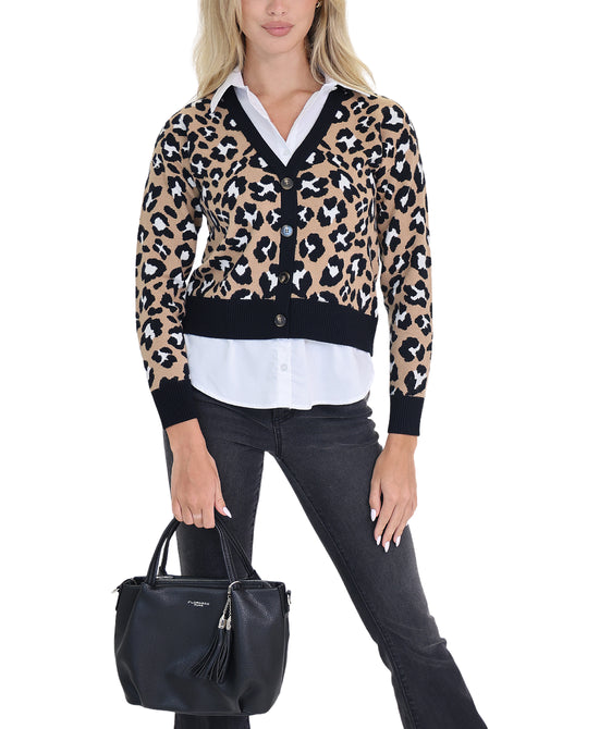 Leopard Sweater & Shirt Combo view 