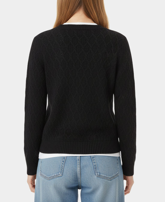 Cable Knit Cardigan Sweater w/ Bow Buttons view 