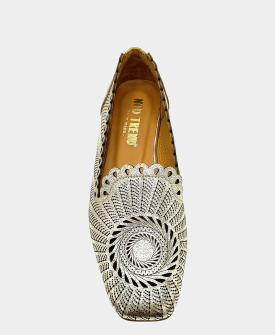
Leather Laser Cut Loafer in GOLD view 2