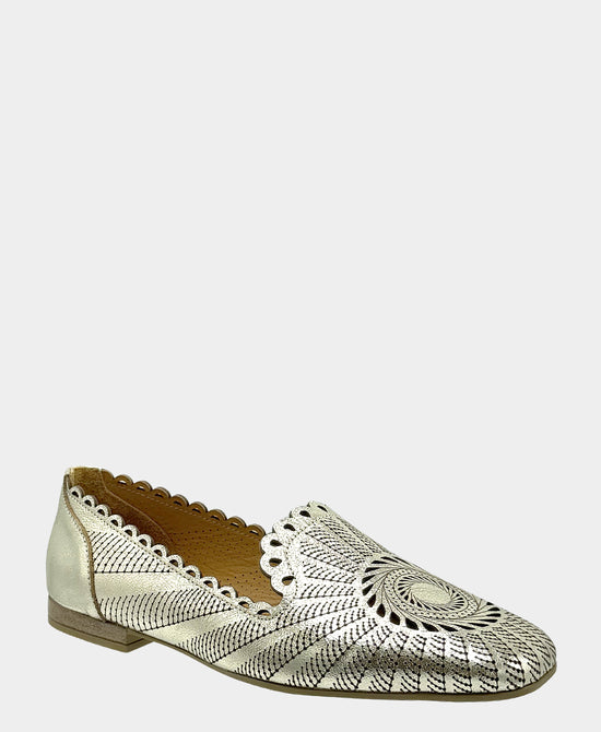 
Leather Laser Cut Loafer in GOLD view 1