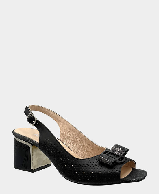 
Leather Printed Heeled Slingback in BLACK view 1