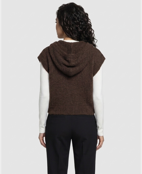 
Hooded Zip Front Sweater Vest in BROWN view 2