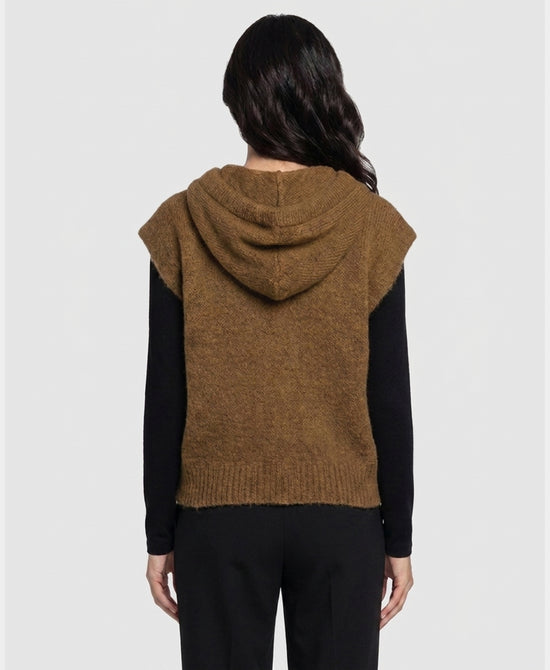
Hooded Zip Front Sweater Vest in CAMEL view 2