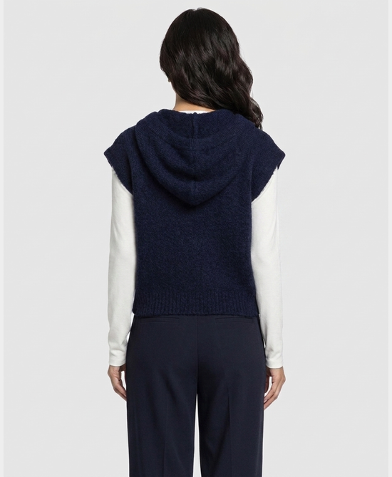 
Hooded Zip Front Sweater Vest in NAVY view 2
