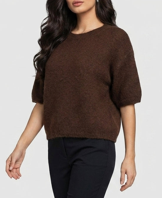 
Short Sleeve Sweater in BROWN view 1