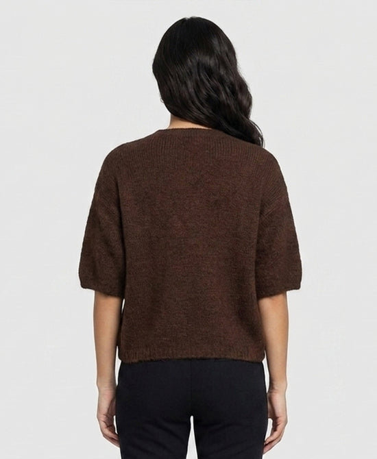 
Short Sleeve Sweater in BROWN view 2