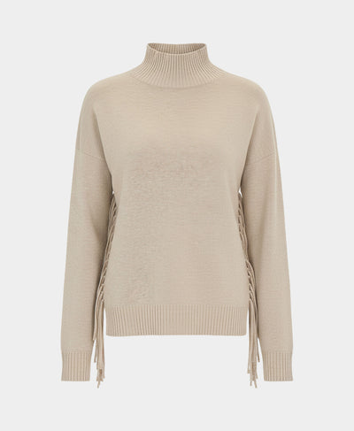 Mock Neck Sweater w/ Fringe image 2