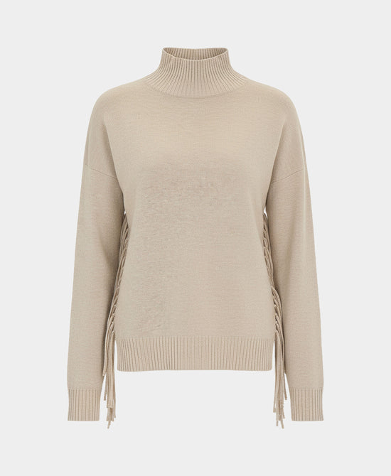 Mock Neck Sweater w/ Fringe view 