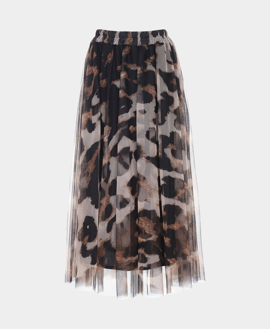 Leopard Print Tulle Midi Skirt view 