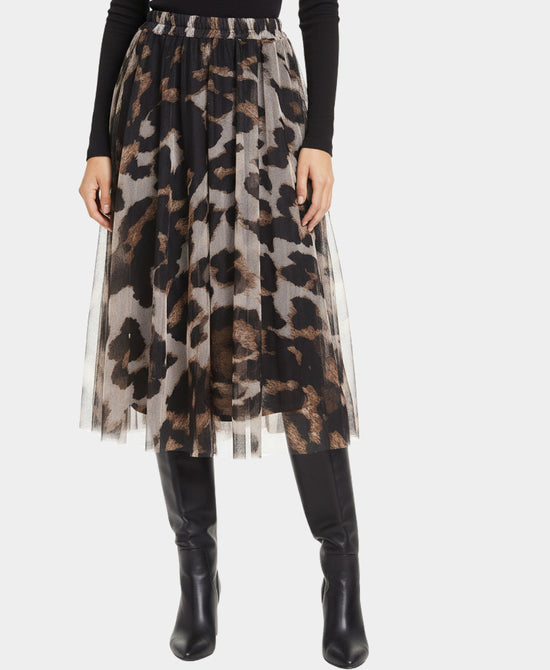 Leopard Print Tulle Midi Skirt view 