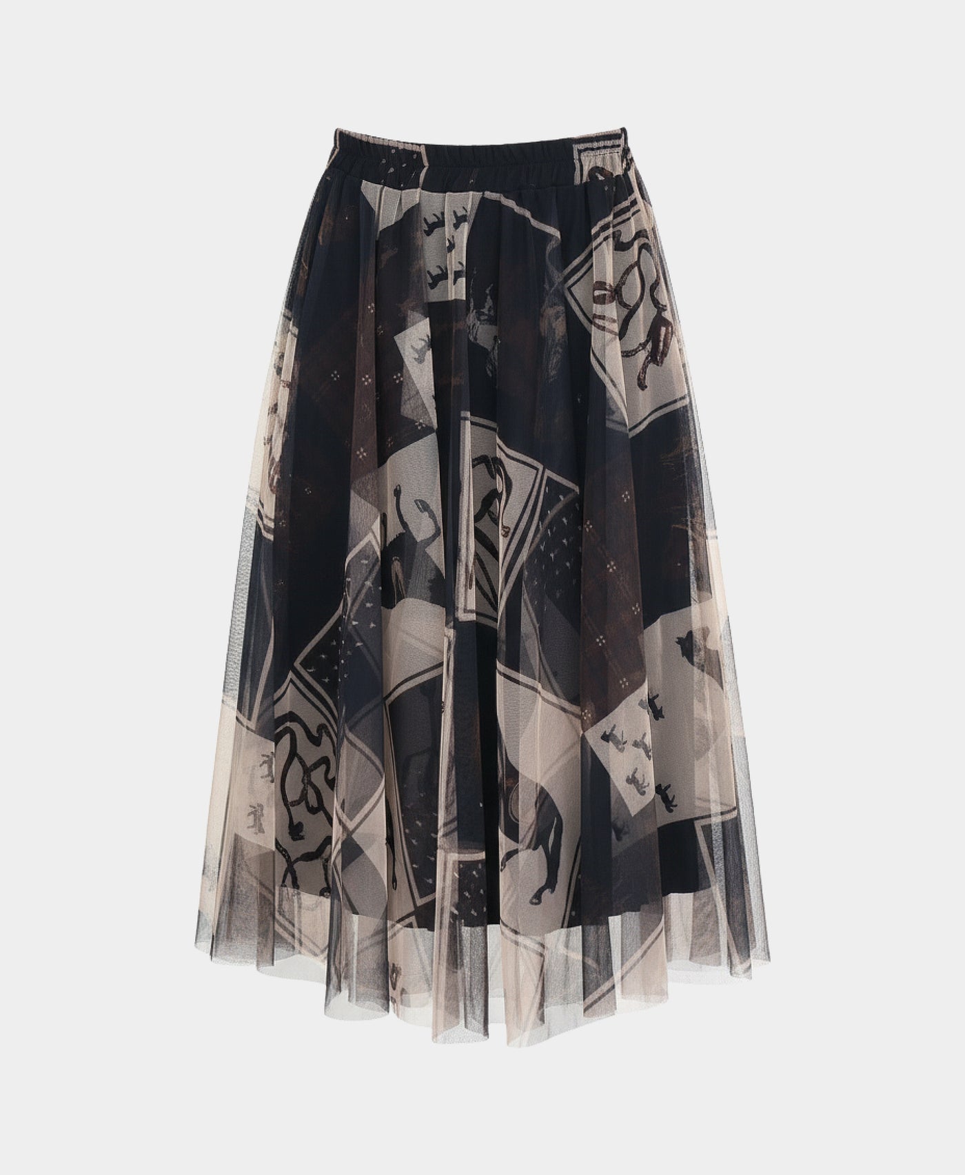 Horse & Plaid Tulle Midi Skirt view 2