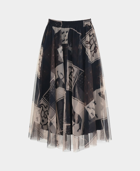 Horse & Plaid Tulle Midi Skirt view 