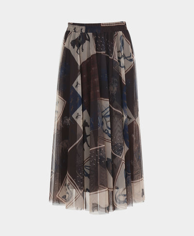 Horse & Plaid Tulle Midi Skirt image 2