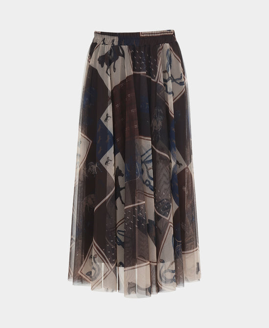 Horse & Plaid Tulle Midi Skirt view 