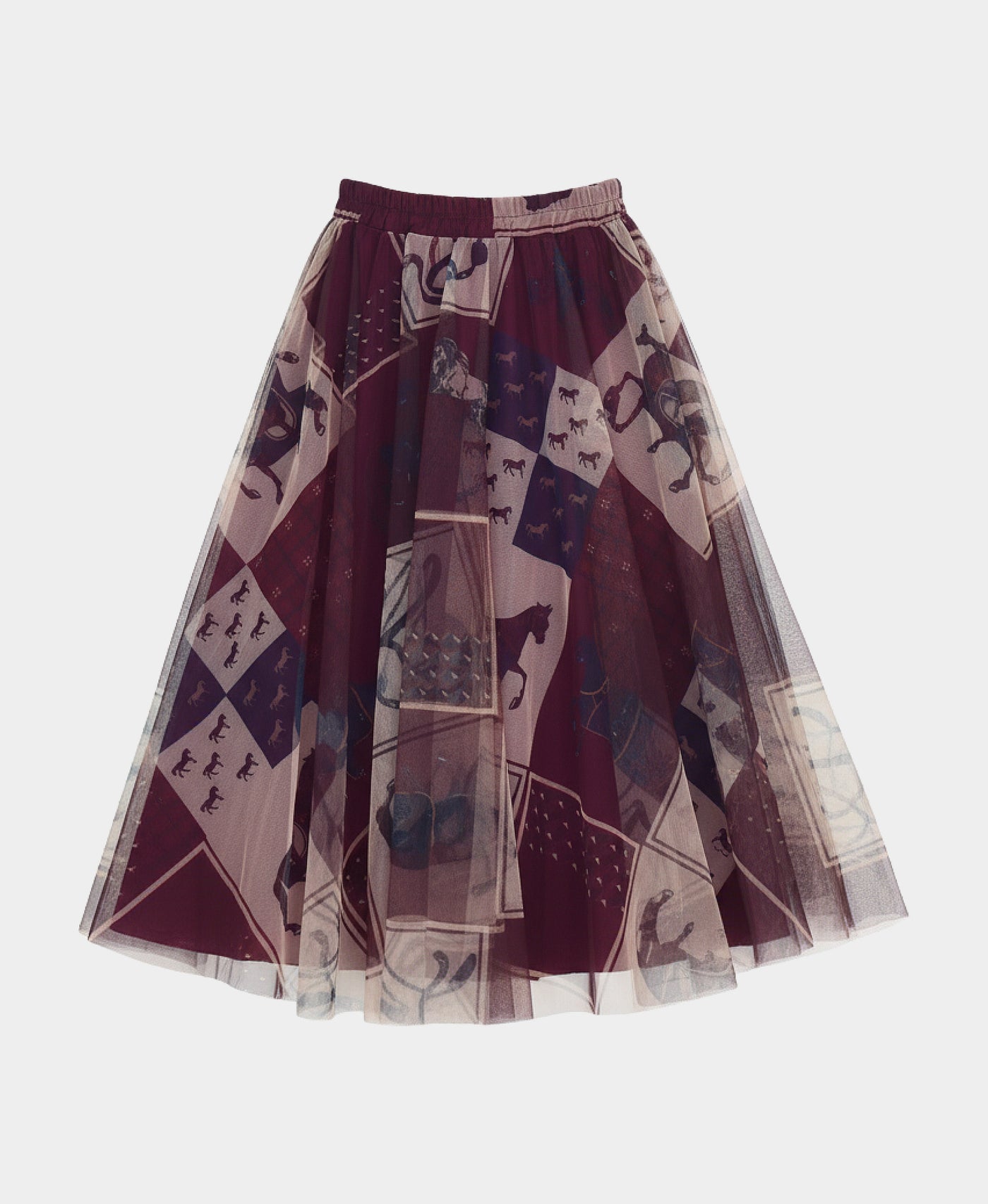 Horse & Plaid Tulle Midi Skirt view 2