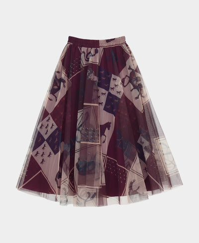 Horse & Plaid Tulle Midi Skirt image 2