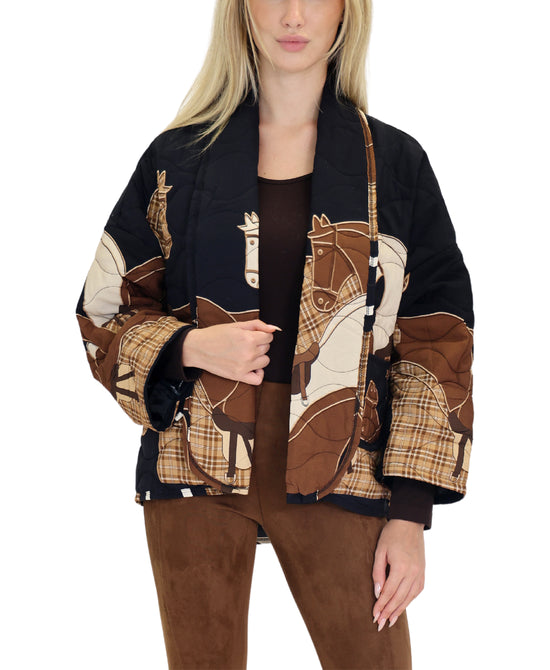 Horse Print Quilted Jacket view 