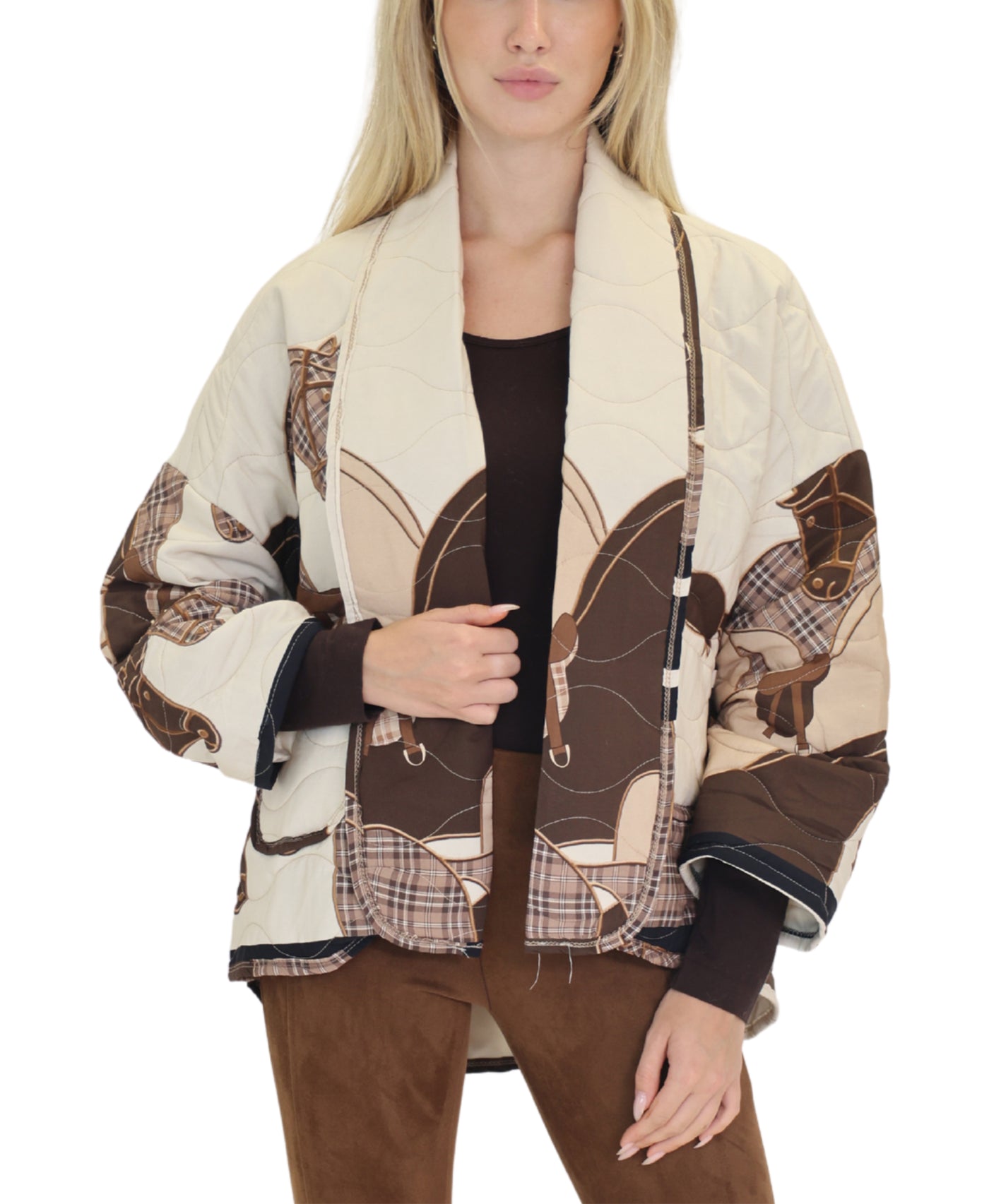Horse Print Quilted Jacket view 1