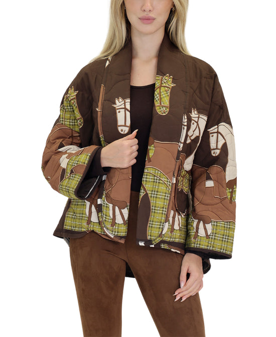 Horse Print Quilted Jacket view 