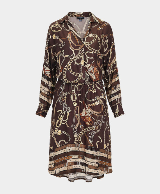 Chain Print Satin Dress view 