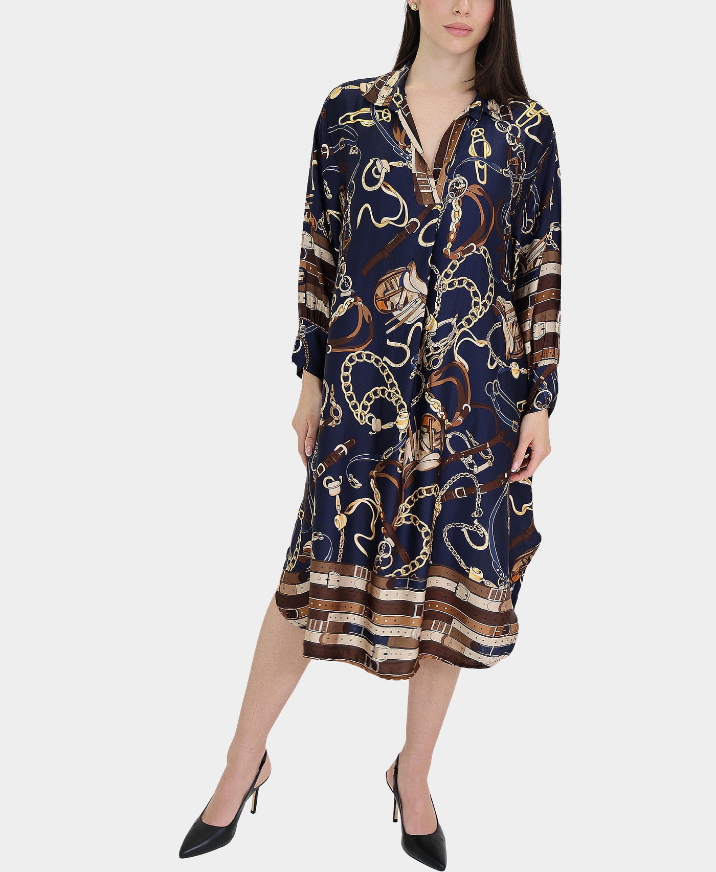 Chain Print Satin Dress view 1