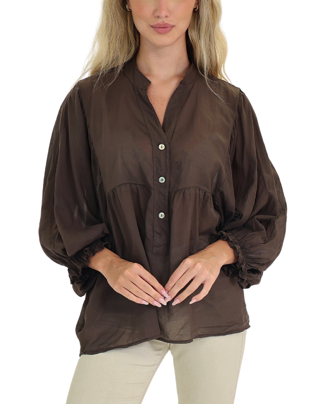 Hi-Lo Cotton Blouse view 1