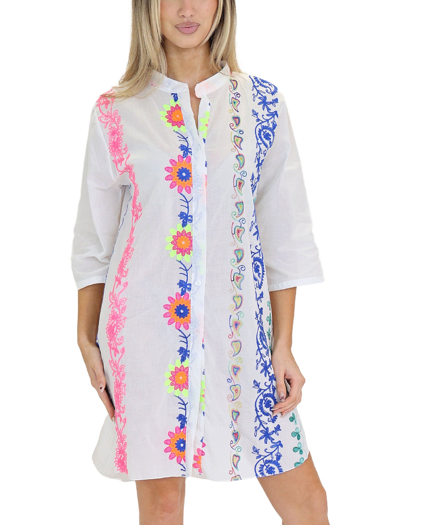 Embroidered Shirt Dress view 1