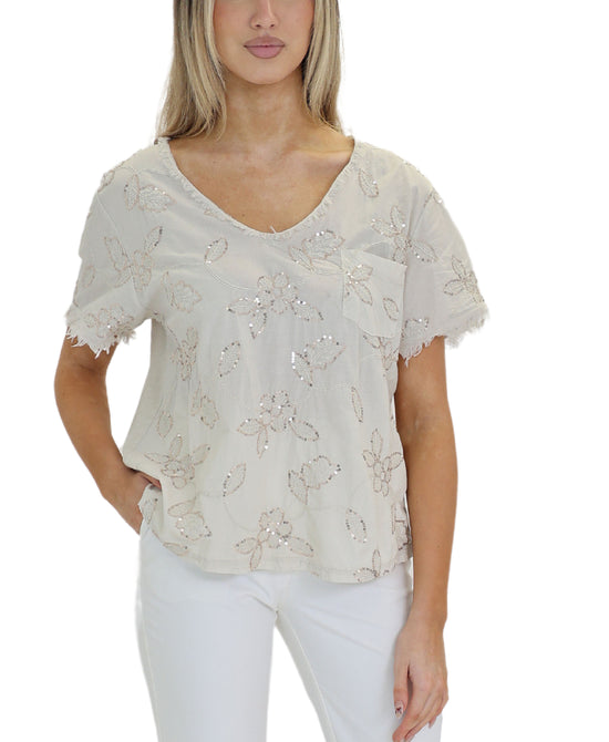 Sequin Embroidered Top view 