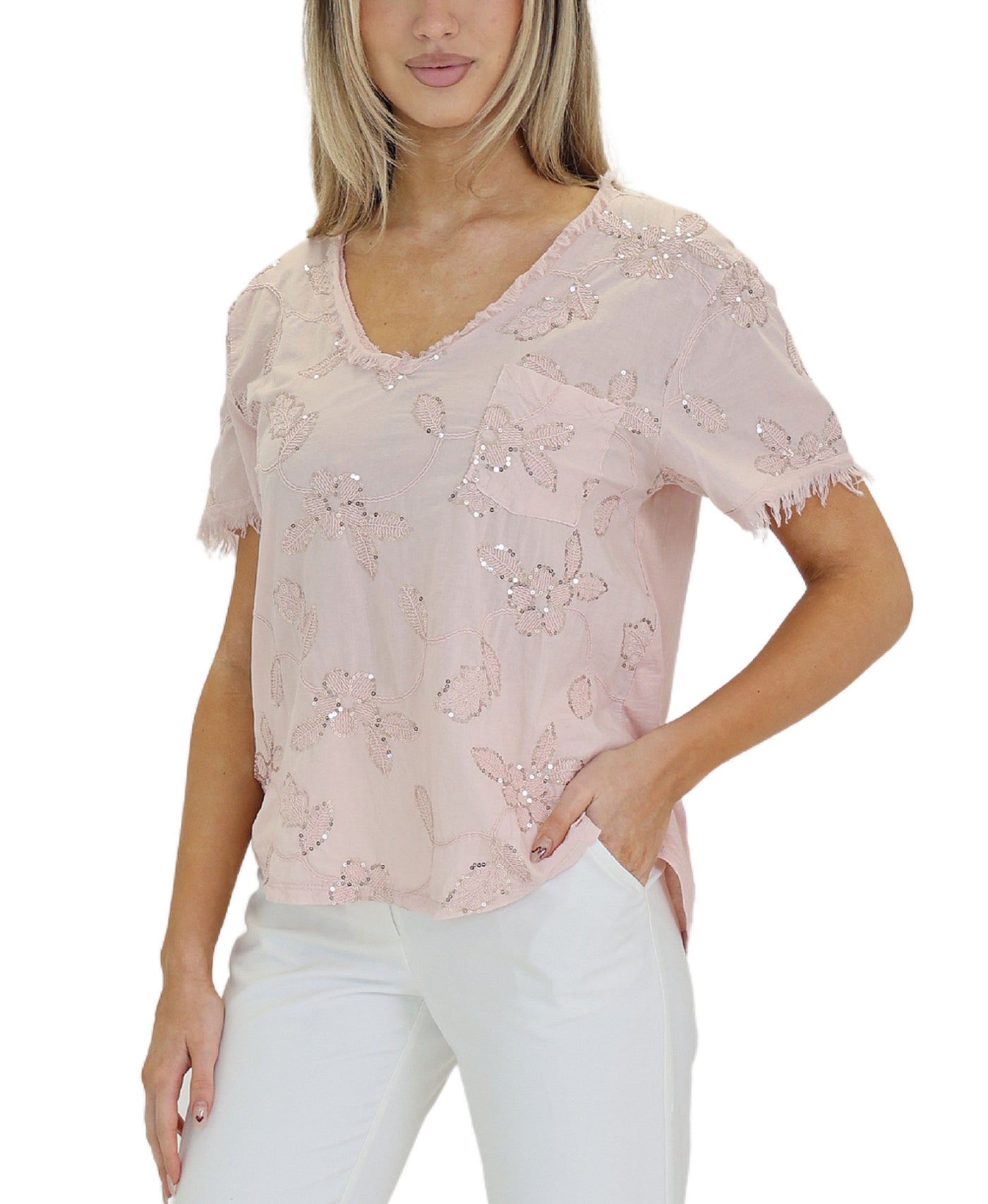 Sequin Embroidered Top view 1