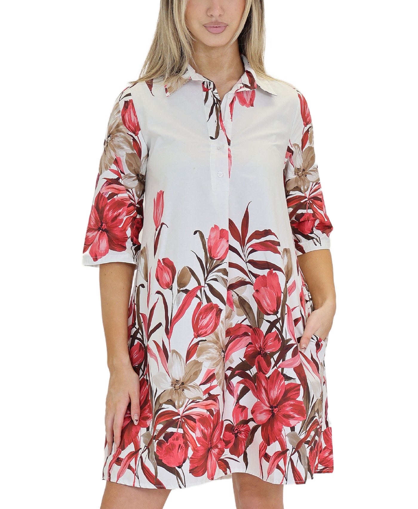 Floral Print Shirt Dress view 1