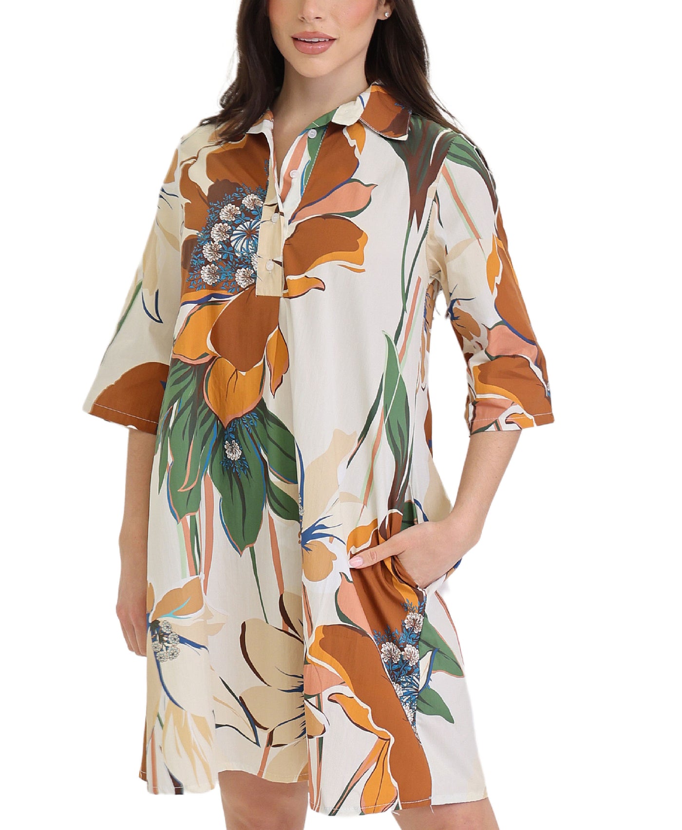 Floral A-Line Shirt Dress view 1