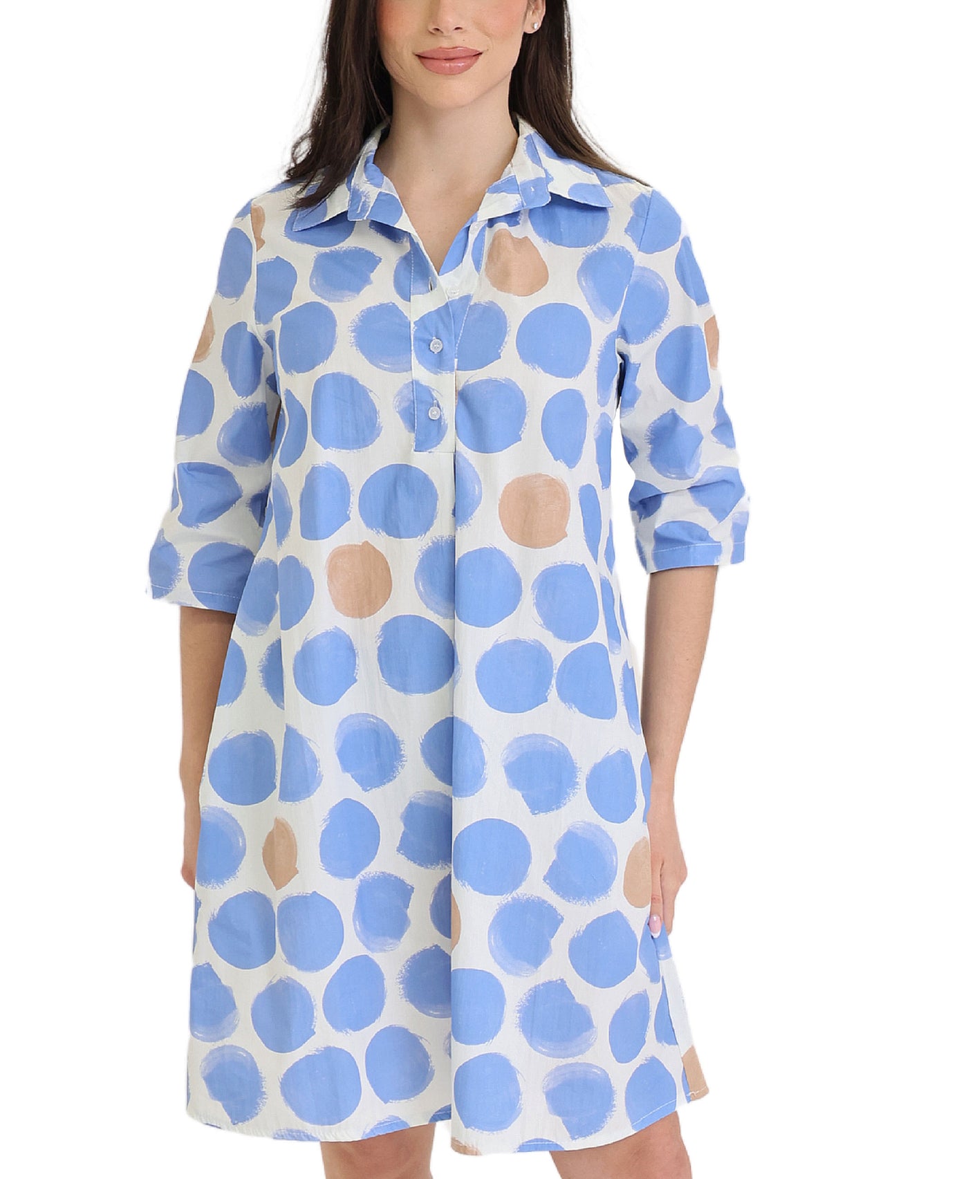 Polka Dot A-Line Shirt Dress view 1