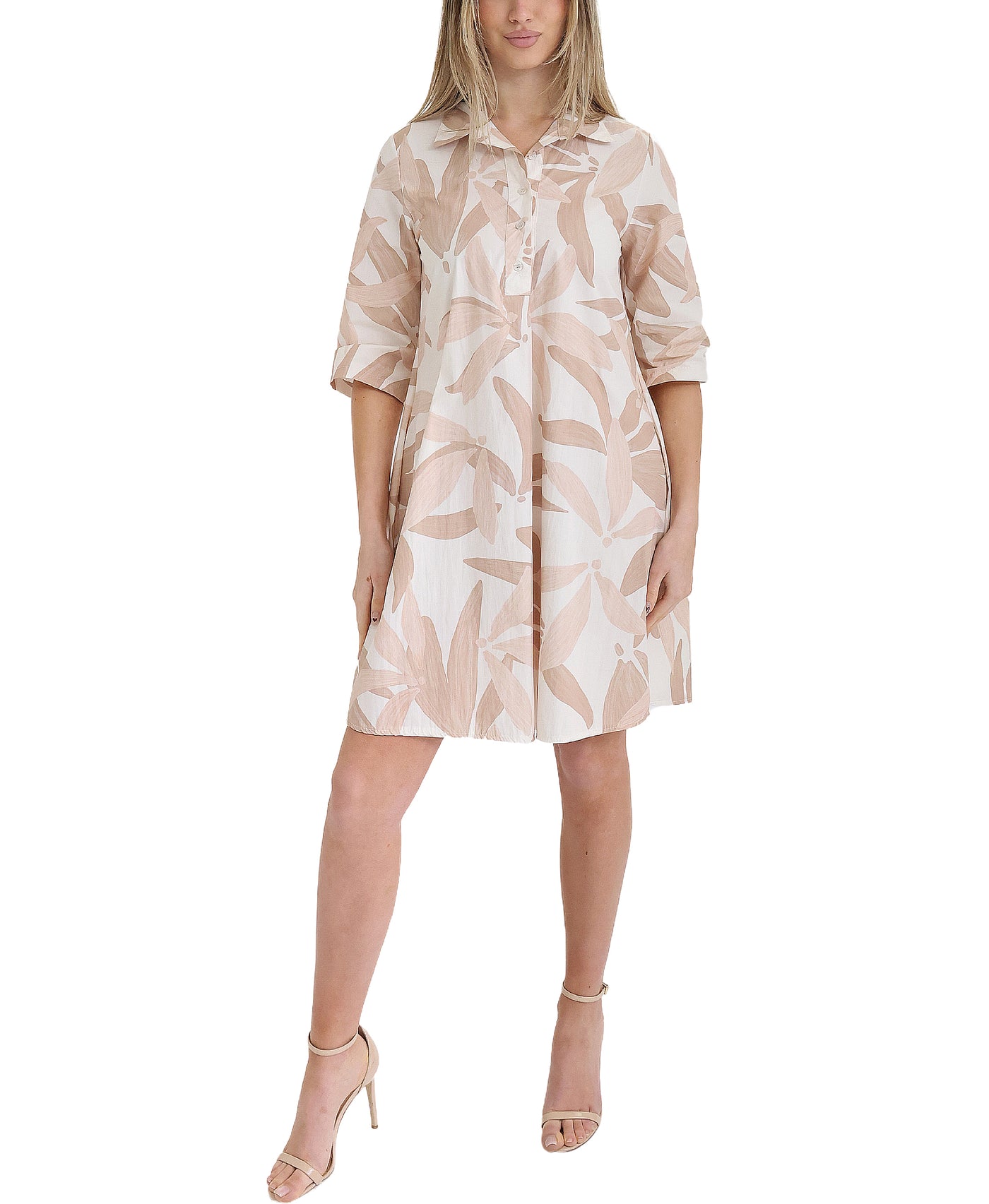 Leaf Print Shirt Dress view 1