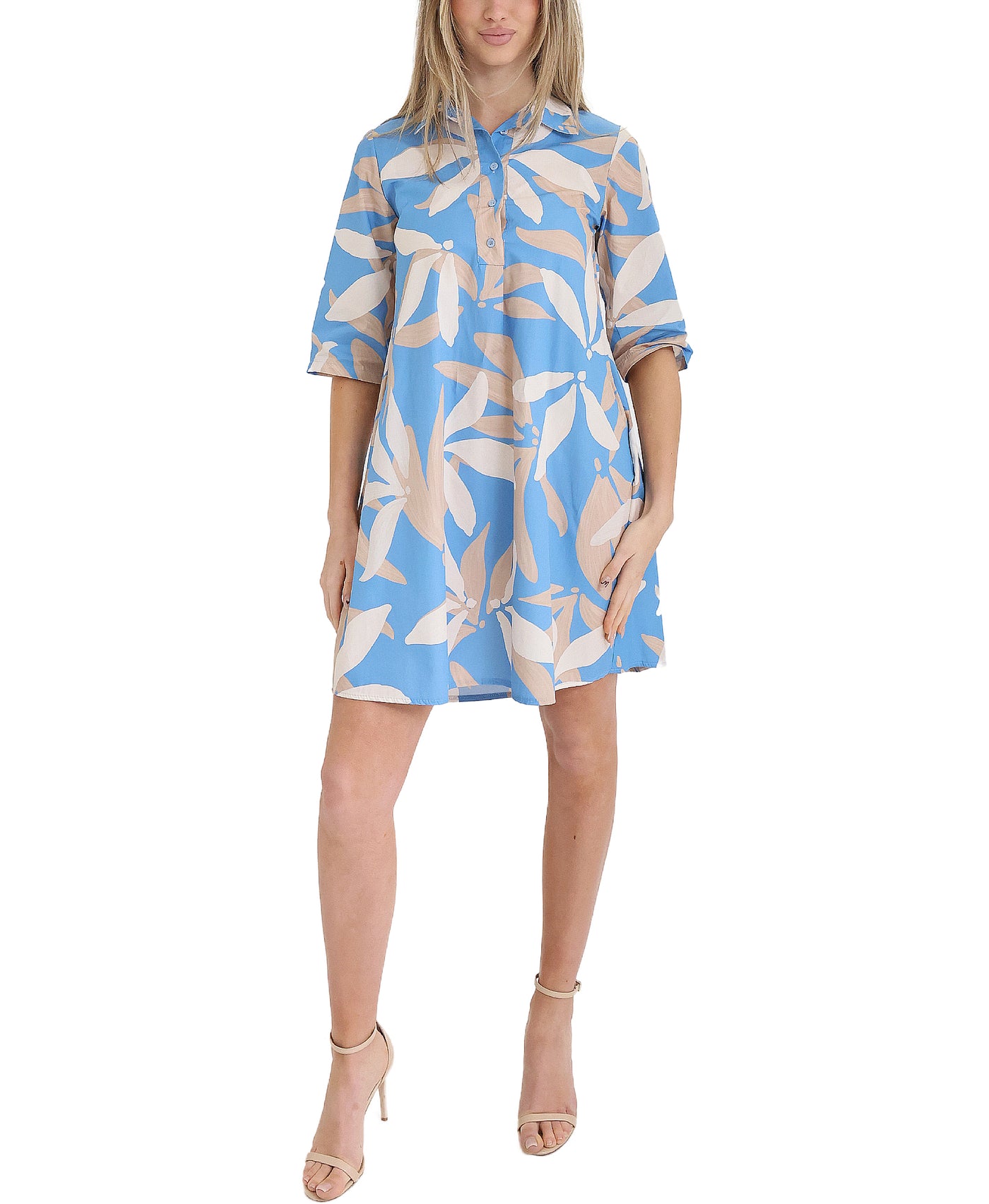 Leaf Print Shirt Dress view 1