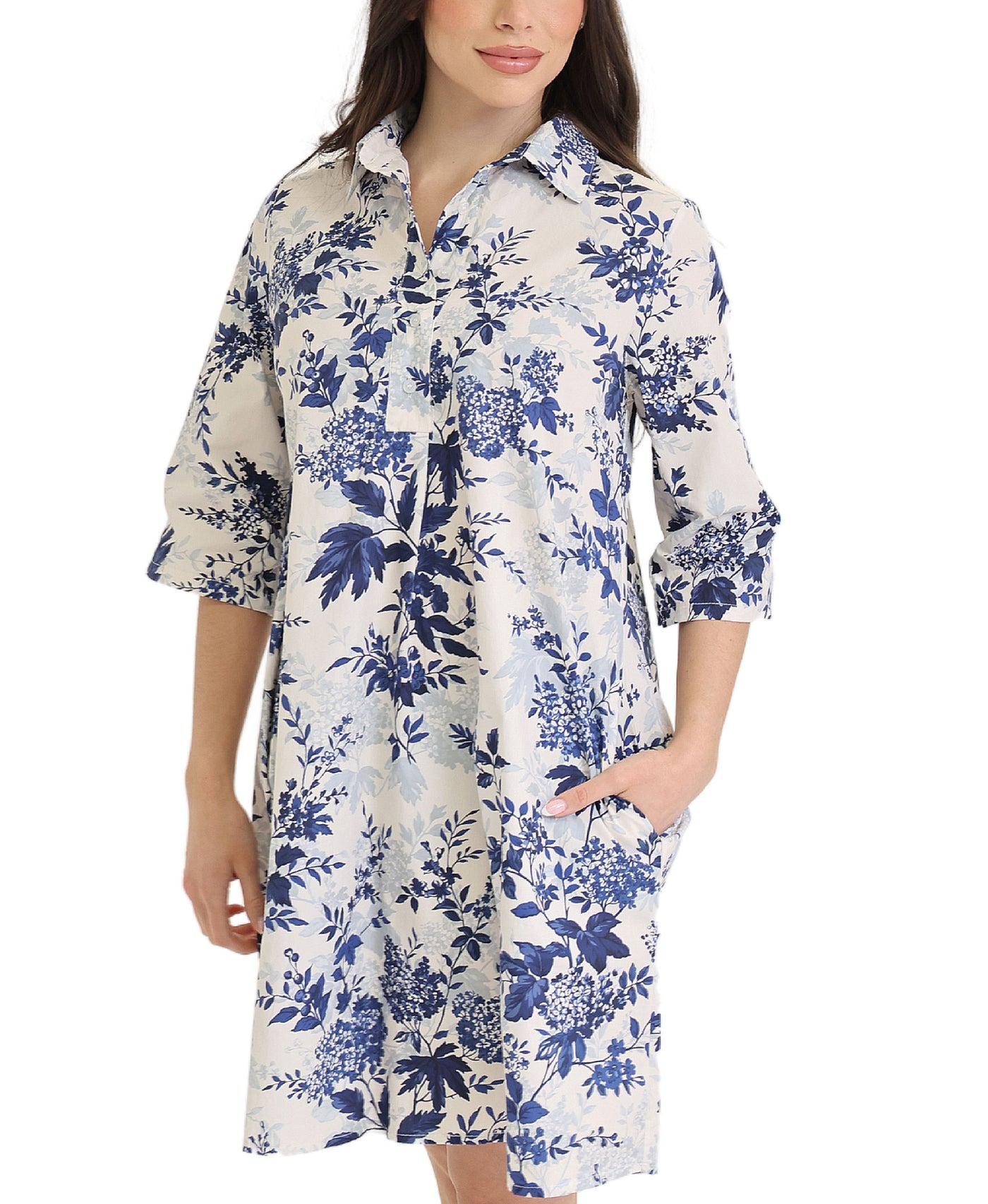 Floral A-Line Shirt Dress view 1