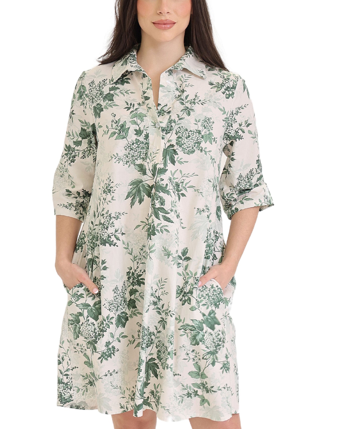 Floral A-Line Shirt Dress view 1