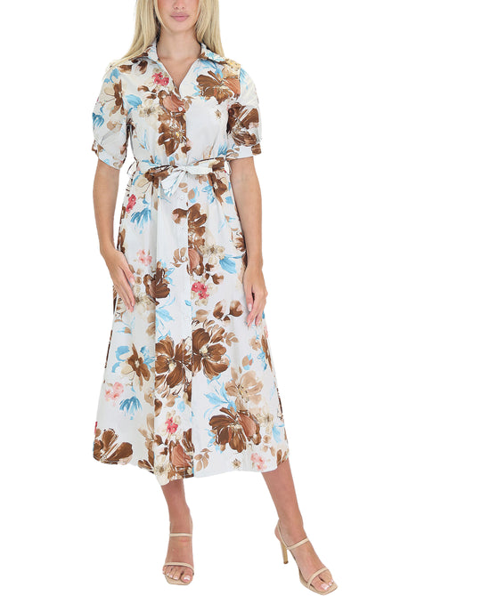 Floral Print Shirt Maxi Dress view 