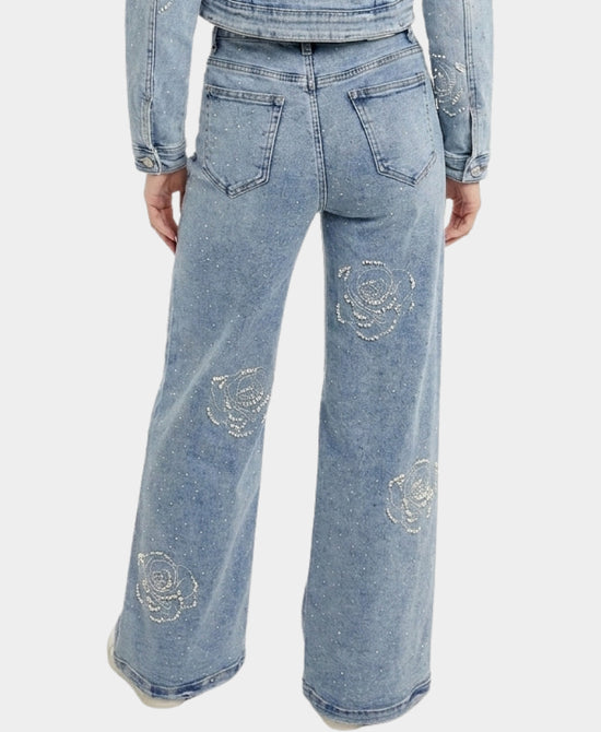 
Jeans w/ Pearl & Crystal Detail in MEDIUM WASH view 2