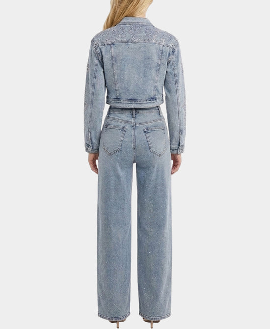 
Jeans w/ Embroidered Flower Detail & Crystals in MEDIUM WASH view 2