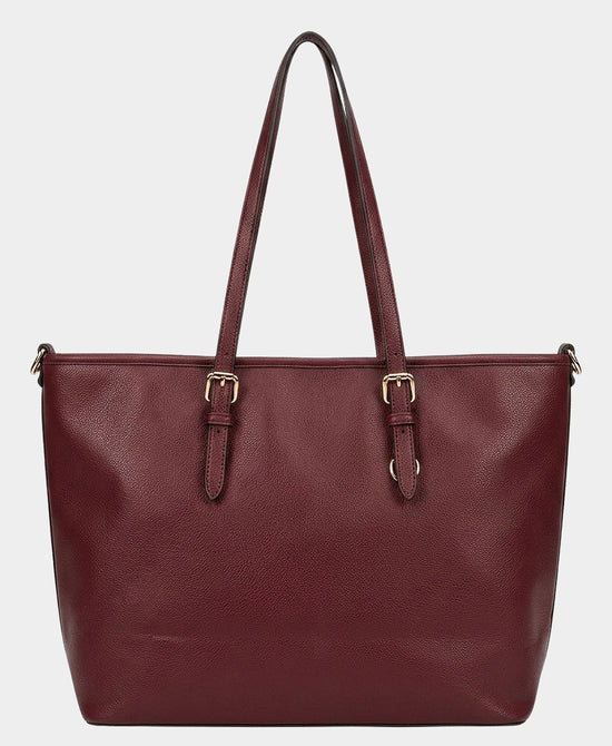 
Faux Leather Tote Bag in BURGUNDY view 2