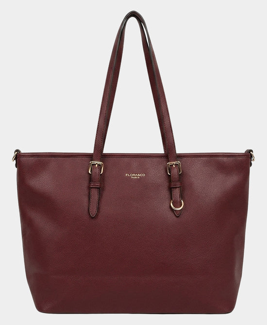 
Faux Leather Tote Bag in BURGUNDY view 1