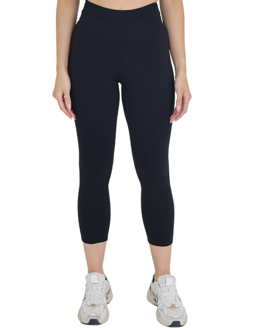 Crop Solid Leggings w/ Textured Detail view 